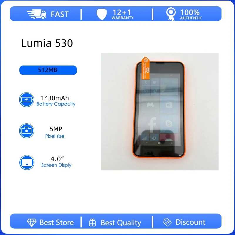 Разблокированный восстановленный оригинальный мобильный телефон Lumia 530 с одной SIM-картой GSM 900/1800, с русской, арабской, ивритской клавиатурой, произведено в Финляндии Б/У и восстановленные телефоны