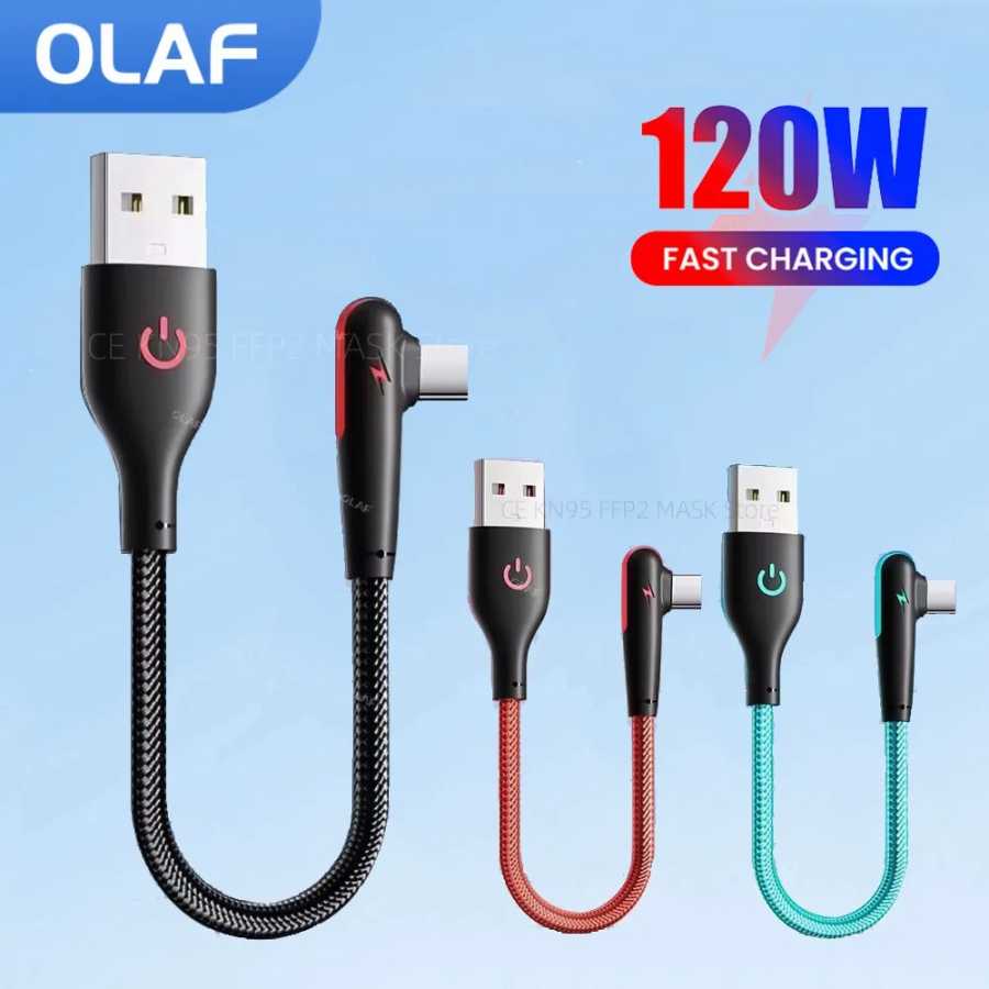 Короткий USB-кабель 25 см, угловой 90 градусов, USB A-тип C, кабель для быстрой зарядки для Huawei Xiaomi, Samsung, кабель для зарядки USB типа C Аксессуары для мобильных телефонов