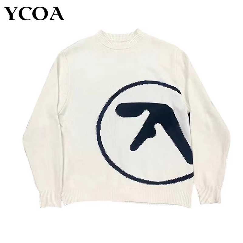 Мужской свитер Aphex Twin Knit, зимний оверсайз, винтажный джемпер с длинными рукавами, пуловер Y2k, уличная модная одежда с графикой Свитеры