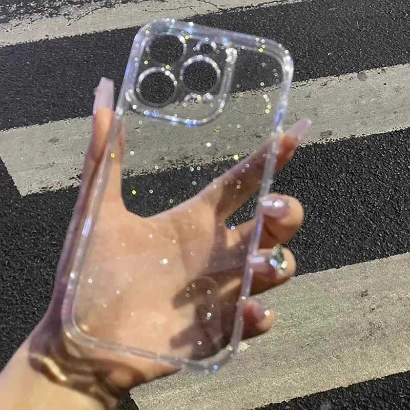 Блестящий прозрачный чехол для iPhone 15 13 14 16 17 11 12 Pro Max Air, противоударный, из ТПУ и силикона, мягкий бампер-накладка (Funda) Чехлы и чехлы для мобильных телефонов
