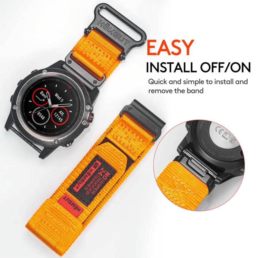 Ремешок для часов HEMSUT для Garmin Fenix8 7 6, нейлоновый Quickfit 20, 22, 26 мм, спортивный ремешок на запястье, совместимый с EPIX/MK3/Tactix Аксессуары для часов
