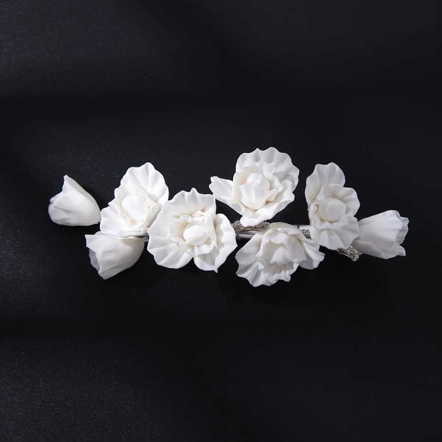 Фотография №4 товара Заколка для волос SLBRIDAL ручной работы в стиле Ins: керамический