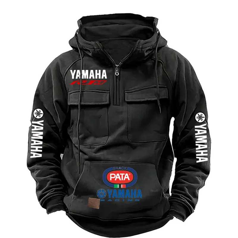 Мужская толстовка Yamaha в рабочем стиле, весна-осень, новая модель, модная, однотонная, с множеством карманов, с длинными рукавами, с капюшоном Толстовки и свитшоты