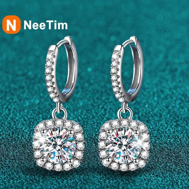 NeeTim 2-каратные серьги-капли с муассанитом для женщин, стерлинговое серебро S925, сверкающие серьги с бриллиантами в лаборатории, женские свадебные украшения Ювелирные изделия