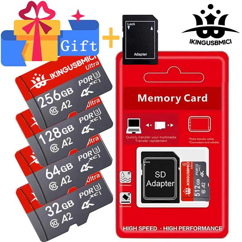 Карта памяти TF SD 16GB 32GB 64GB 256GB 512GB Class C10 A2 U3 высокоскоростная для смартфона, камеры, дрона Хранение данных