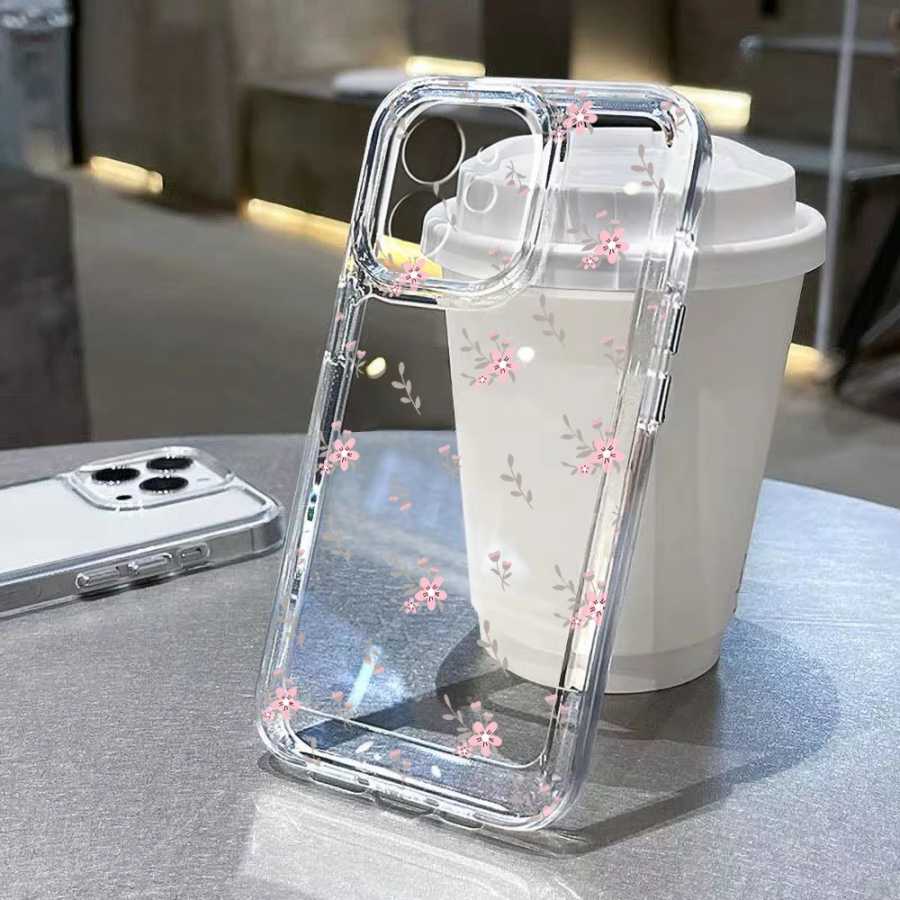 Прозрачный чехол для телефона с цветком для iPhone 11, чехол для iPhone 13 15 14 12 16 Pro Max XR XS X 7 8 SE Эстетический чехол с цветочным принтом Funda Чехлы и чехлы для мобильных телефонов