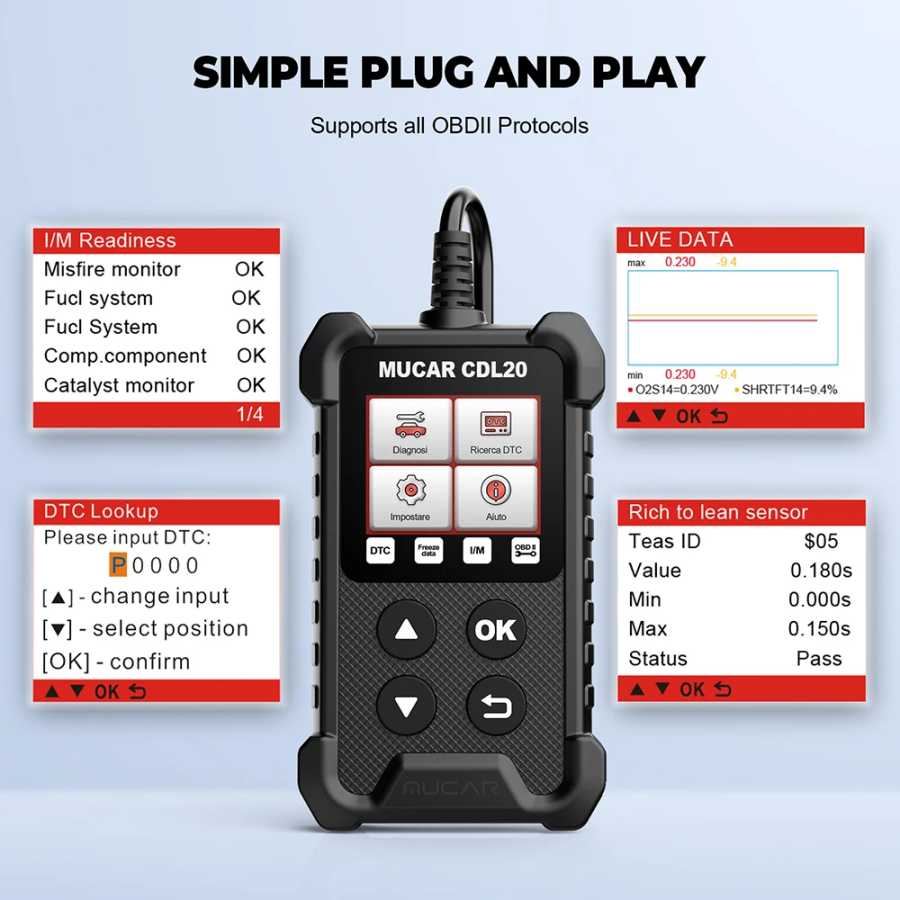 Фотография №3 товара Диагностический сканер MUCAR CDL20 OBD2, считыватель кодов автомобиля, PK ELM327,