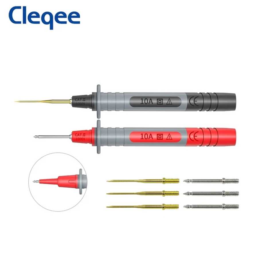 Cleqee P8003 1 комплект, 2 шт., зонд мультиметра, сменная позолоченная игла, многофункциональная тестовая ручка Инструменты для измерения и анализа