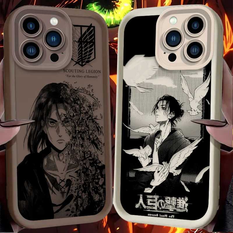 Чехол для телефона &laquo;Аниме Атака Титанов Эрен&raquo; для iPhone 16 16E 15 14 12 13 11 Pro Max X XS X S Max XR SE 2020 SE4 7 8 Противоударный чехол Чехлы и чехлы для мобильных телефонов