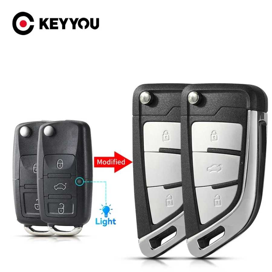 KEYYOU новый для VW Volkswagen Golf 4 5 6 Passat B5 B6 Polo Touran MK4 Bora для Seat Skoda 2 3 кнопки модифицированный складной ключ автомобиля Стартеры