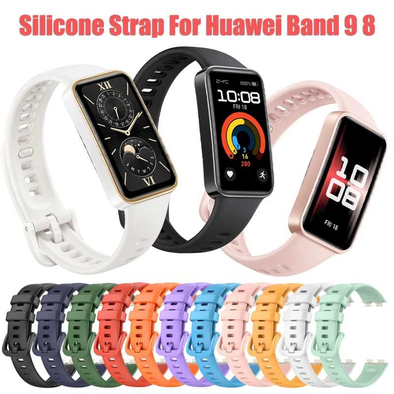 Силиконовый ремешок для умных часов Huawei Band 9 8 7 6 Pro, цветной сменный мягкий спортивный браслет, новый ремешок для умных часов Умная электроника