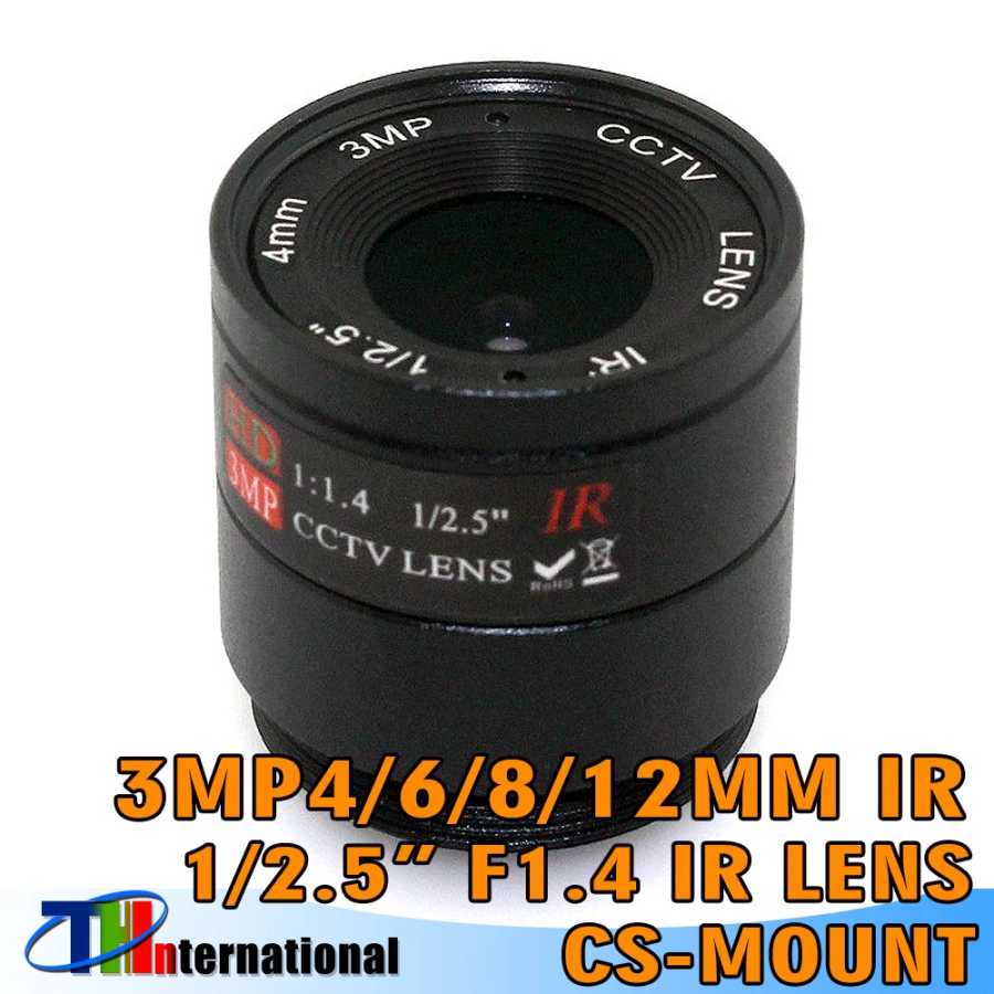 Объектив CS HD 3MP 4 мм 6 мм 8 мм подходит для наборов CMOS/CCD видеонаблюдения 1/2,5 дюйма F1.4 для камер HD IP USB и камер безопасности Видеонаблюдение