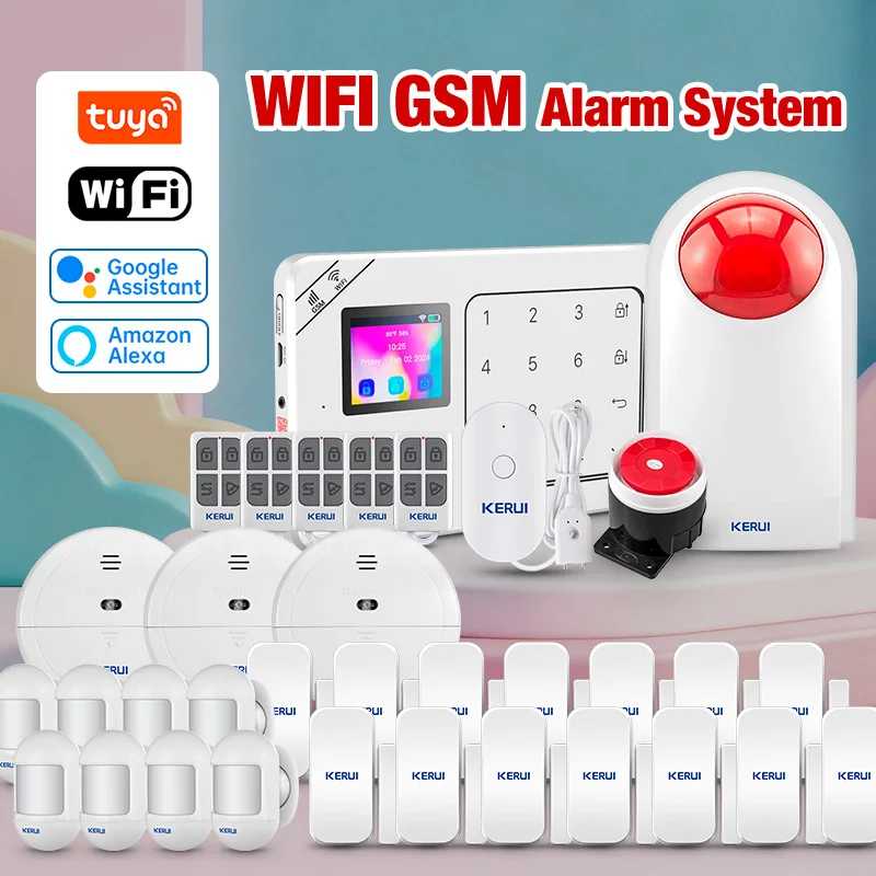 KERUI W181 Беспроводная противоугонная сигнализация Wi-Fi GSM Домашняя сигнализация 433 МГц Приложение Tuya Smart Life для защиты дома Alexa Доступ к автоматизации здания