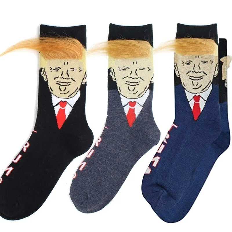 Чулки Doneld Trunp с 3D искусственными волосами, короткие носки для мужчин и женщин Мужские носки