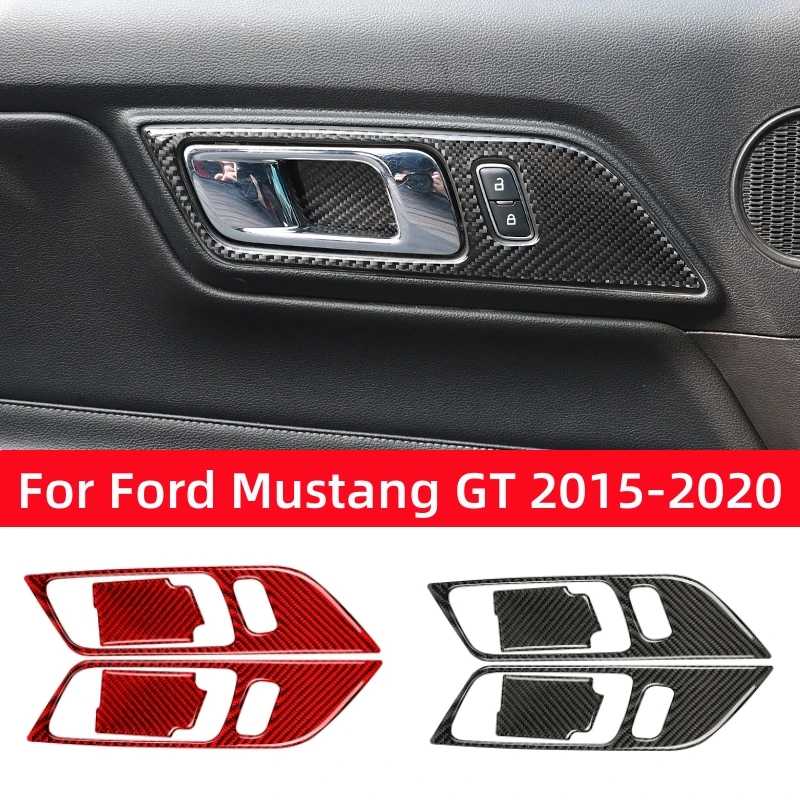 Для Ford Mustang GT 2015-2021: Аксессуары, накладки на ручки дверей из карбона, декоративные стикеры, отделка интерьера автомобиля Аксессуары для салона
