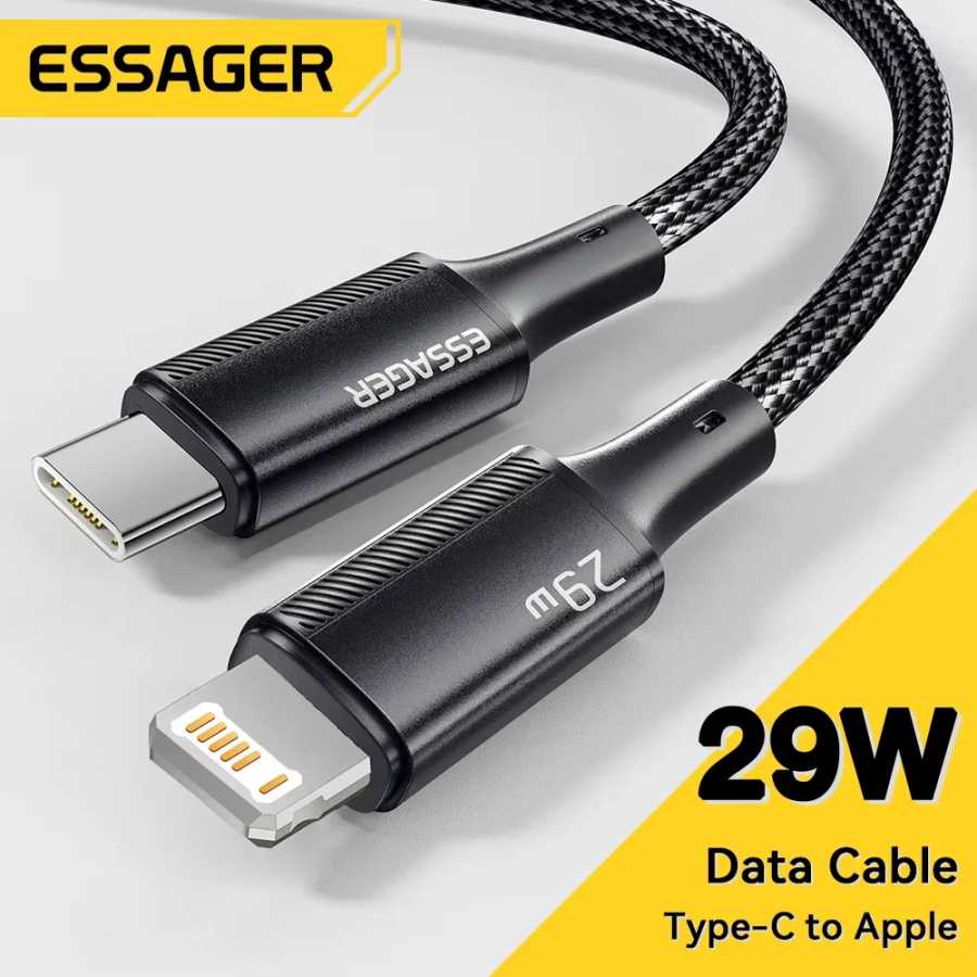 Кабель Essager USB C для IPhone 14 13 12 11 pro Max Xs Plus 29 Вт Кабель для быстрой зарядки типа C для освещения и даты Провод для ipad Macbook Аксессуары для мобильных телефонов