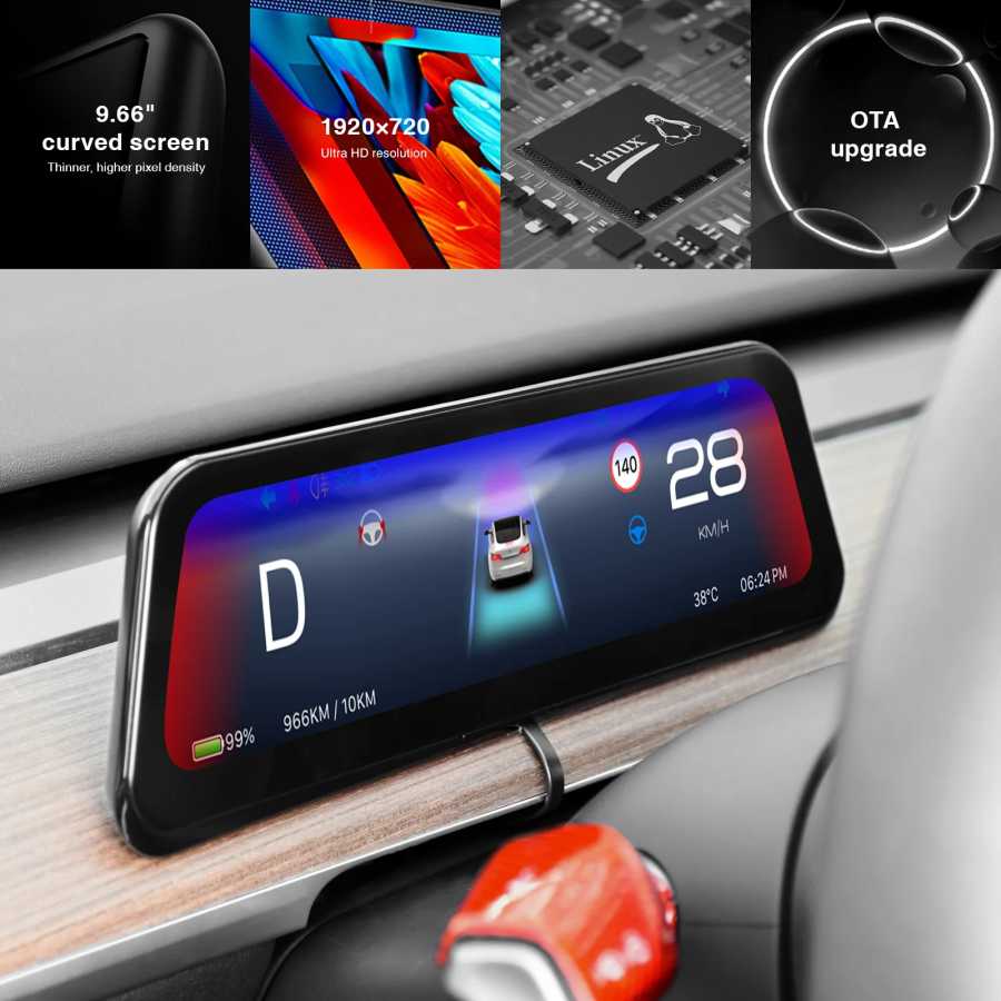 Фотография №2 товара Проекционный дисплей (HUD) для Tesla Model 3/Y: приборная панель, CarPlay,