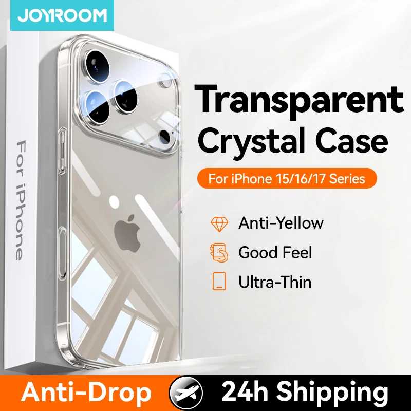Чехол Joyroom для iPhone 17 Pro Max, прозрачный, без пожелтения, с защитой объектива, для iPhone 16 15 Pro Max Чехлы и чехлы для мобильных телефонов