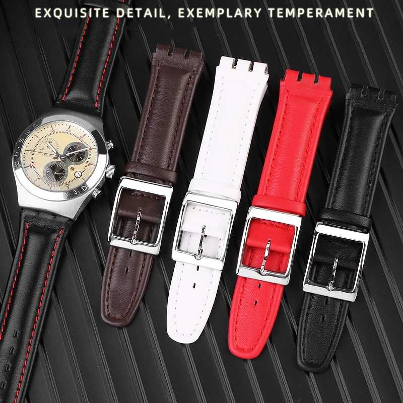 Ремешок из натуральной кожи для часов Swatch YCS YAS YGS IRONY, браслет из воловьей кожи для мужских и женских часов, аксессуары для наручных часов, 17 мм 19 мм Аксессуары для часов