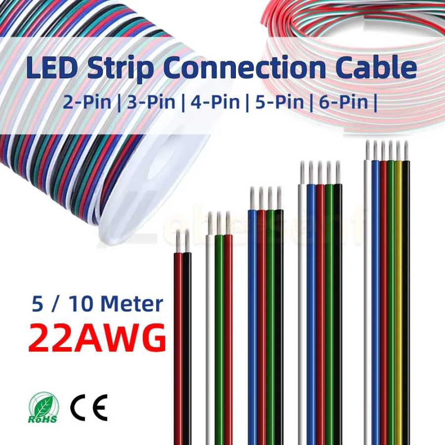 Цветной удлинительный кабель 5/10М 22AWG 2-6Pin для светодиодной ленты 3528 5050 RGB RGBW CCT, соединительный провод своими руками освещение кухонных шкафов гардероб аксессуар светодиодная полоса Электрика