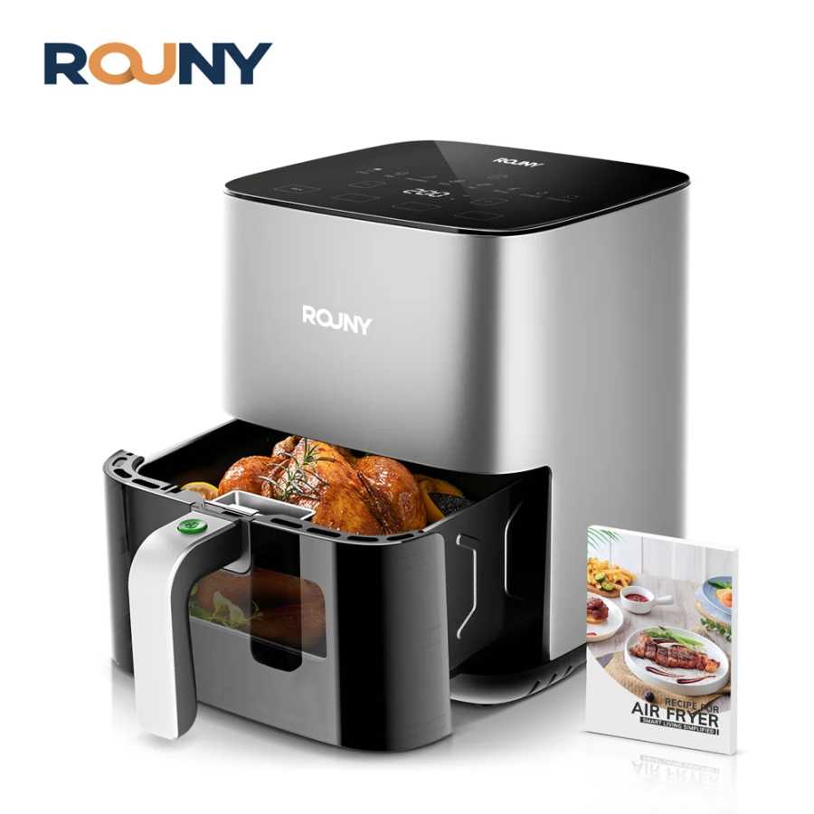 Фритюрница ROUNY 5 л, электрическая фритюрница, безмасляная плита с сенсорным управлением, корзиной с антипригарным покрытием и видимым окном, семейный размер Техника для кухни