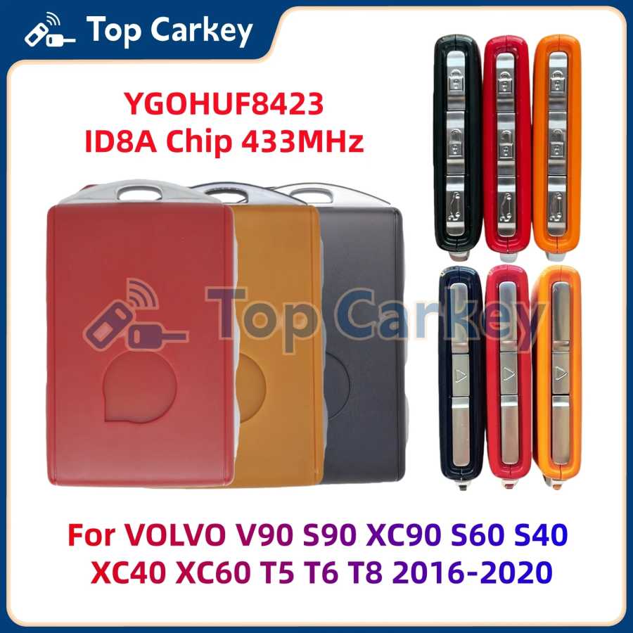 TopCarkey YGOHUF8423 ID8A чип 433 МГц умный дистанционный ключ для VOLVO V90 S90 XC90 S60 S40 XC40 XC60 T5 T6 T8 2016-2020 Стартеры