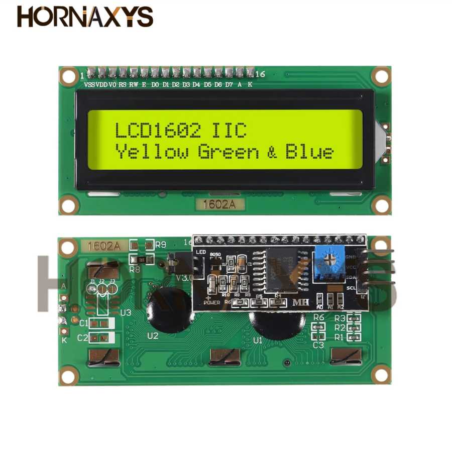 Фотография №2 товара Модуль LCD1602+I2C с синим/желто-зеленым экраном, 16x2 символьный ЖК-дисплей, интерфейс PCF8574T