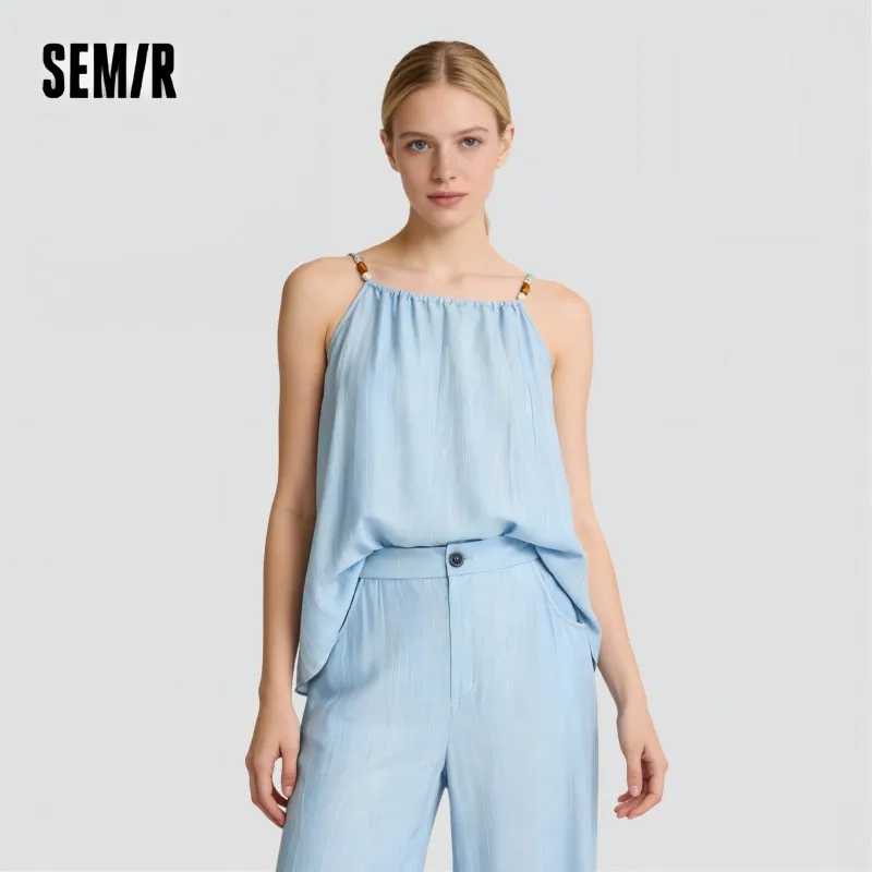 Комплект Semir: Брюки с широкими штанинами и бантом на поясе, женский, лето 2025, новинка, текстурированный, под лен, из двух предметов, для отпуска Одинаковая Комплекты