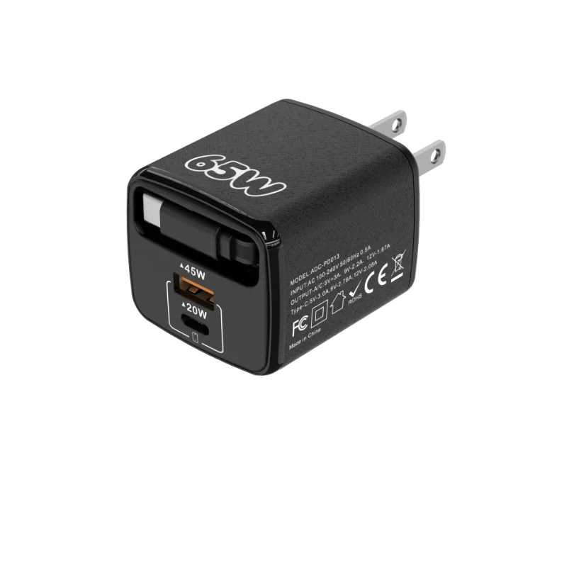 Мощное зарядное устройство 65 Вт с двумя портами USB-A + Type-C, быстрая зарядка PD QC, универсальный сетевой адаптер для всех устройств, разноцветный Аксессуары и запчасти