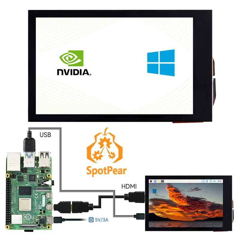 Raspberry Pi 4B 3,5 дюймовый емкостный сенсорный экран 3,5 дюймовый ЖК-дисплей IPS 480 &times; 800 совместимый с HDMI для PI4/3B +/Jetson Nano Компьютерные комплектующие