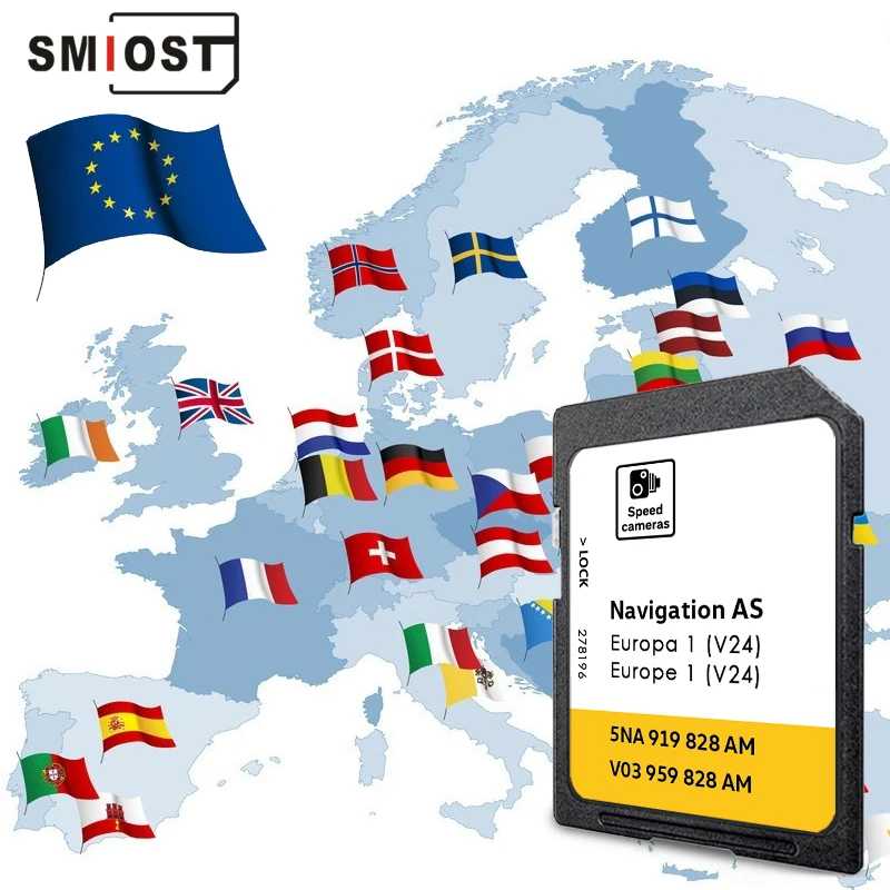 Карта памяти SD 32 ГБ для автомобильной навигационной системы VW AS V24 MIB2 с GPS и программным обеспечением GPS EU Maps, новейшая версия 2026 года Видеоигры и аксессуары