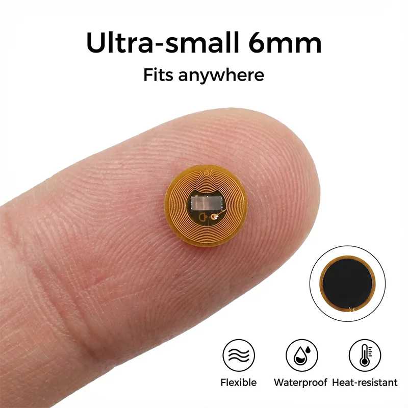 Диаметр 6 мм NXP NTAG213 NFC-метки Программируемые RFID-наклейки Круглые водонепроницаемые гибкие FPC NFC-этикетки для телефонов Носимые Доступ к автоматизации здания
