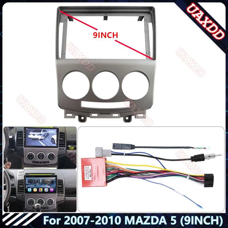 Для MAZDA 5 2007-2010 годов: 9-дюймовый автомобильный радиоприемник Android, стерео аудиоэкран, мультимедийный видеоплеер, навигация, кабели, жгут проводов, рамка Детали интерьера