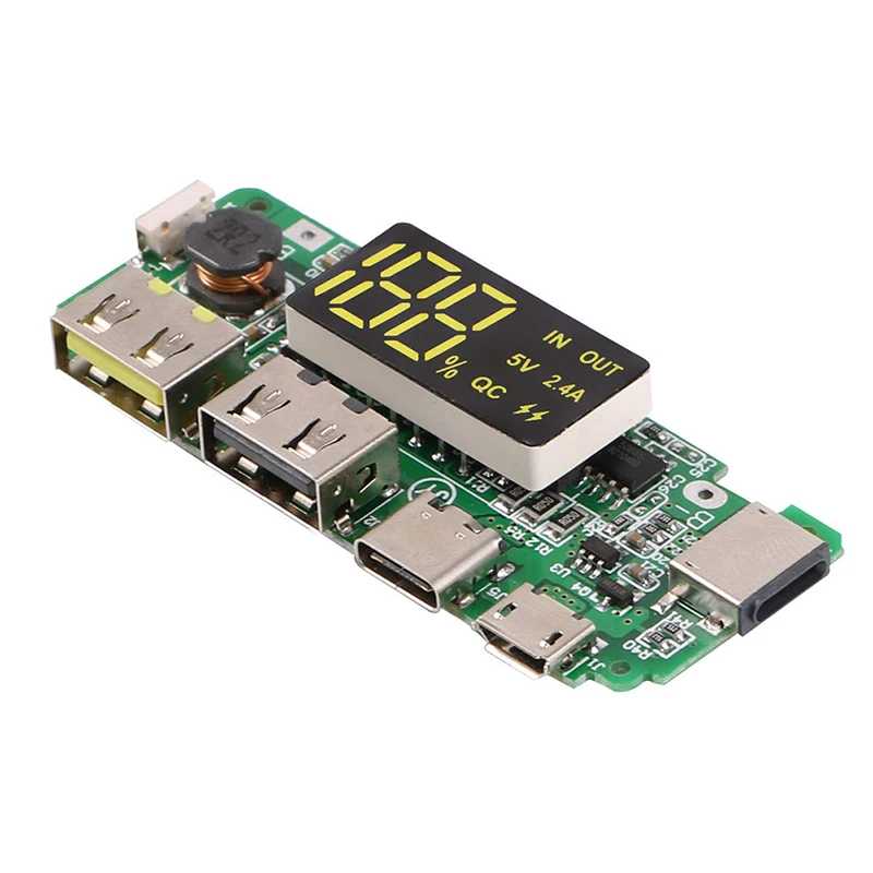 USB A модуль для зарядки мобильного внешнего аккумулятора, литиевая батарея, двойной USB 5 в A Micro/Type-C USB зарядное устройство Аксессуары для мобильных телефонов