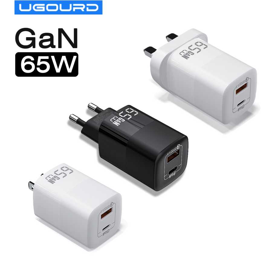 Быстрое зарядное устройство UGOURD PD 65 Вт GaN, адаптер питания с USB A и Type C, быстрая зарядка, вилка стандарта Великобритании, ЕС, США для iPad, MacBook Air, ноутбука, iPhone Аксессуары для мобильных телефонов