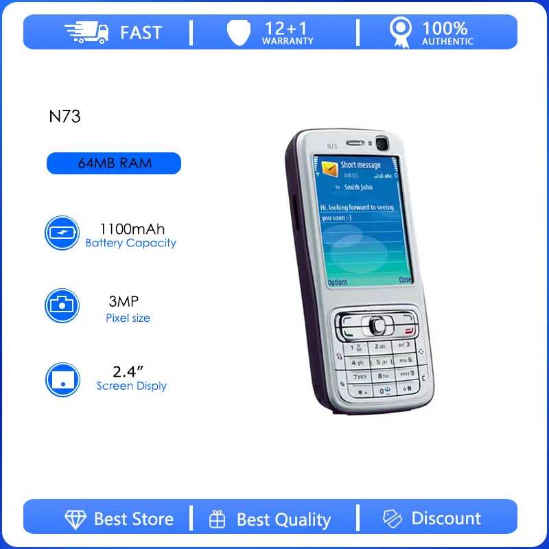 Восстановленный оригинальный мобильный телефон N73 2G/3G с одной SIM-картой, разблокированный GSM 900/1800, 3 МП, с русской, арабской, ивритской клавиатурой, произведено в Финляндии Б/У и восстановленные телефоны