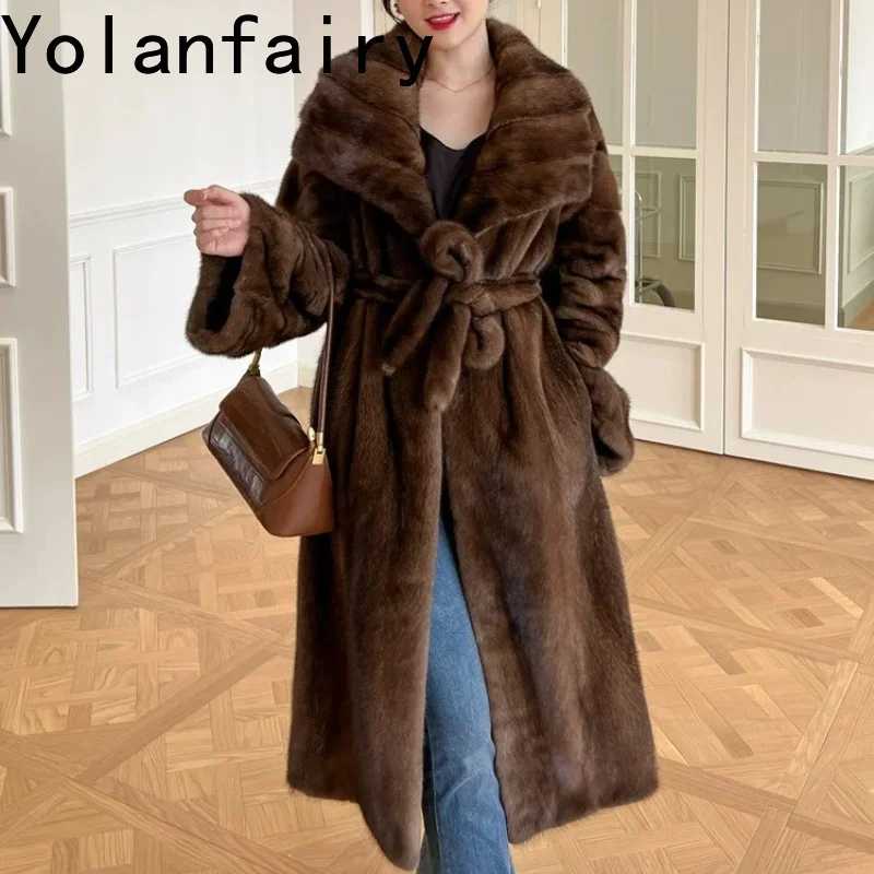 Фотография №3 товара YOLANFAIRY Натуральная норковая шуба для женщин 2026: Роскошная зимняя куртка