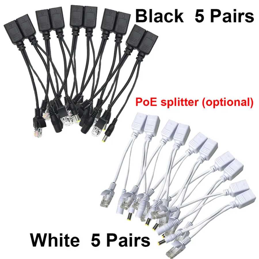 Пассивный инжектор PoE и комплект разветвителя PoE с Ethernet RJ45 и питанием через адаптер постоянного тока 5,5x2,1 мм F/M, 5 пар Доступ к автоматизации здания