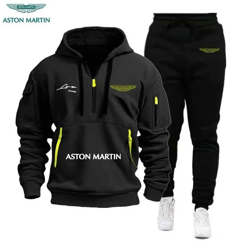 Комплект из худи и брюк Aston Martin 2026: теплый, повседневный, стильный, двухсекционный, для активного отдыха, осенне-зимний, морозостойкий Мужские комплекты (новые)