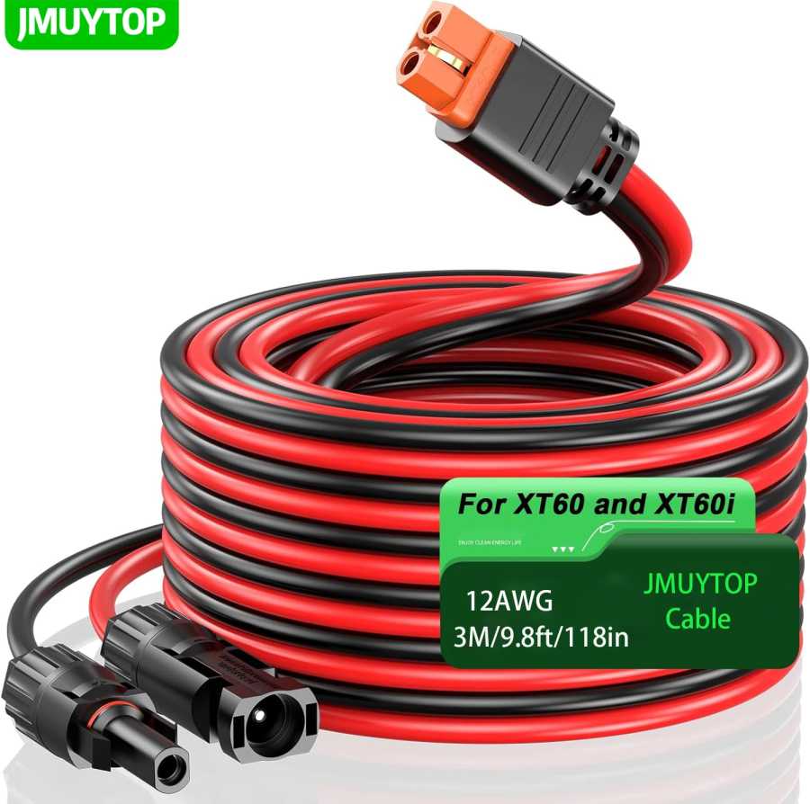 JMUYTOP 3 м/9,8 футов/118 дюймов солнечная панель к розетке XT60i удлинительный кабель 4 мм2 12AWG для электростанции EcoFllow River/DELTA LifePO4 Аксессуары и запчасти