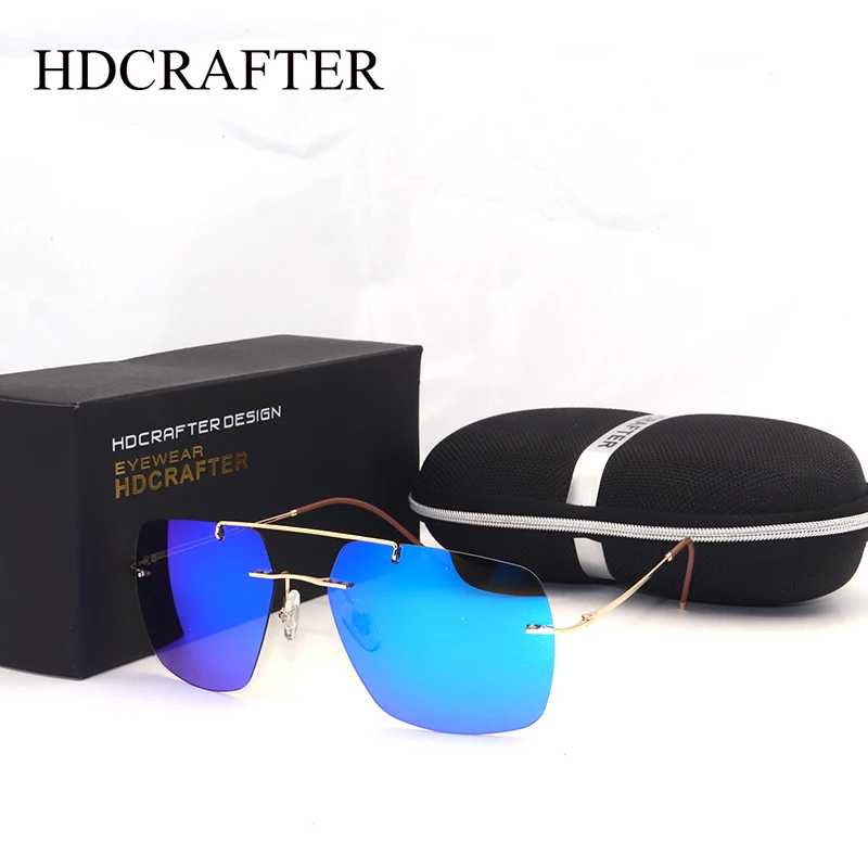 HDCRAFTER новые солнцезащитные очки для мужчин градация UV400 квадратные оптические без оправы из титанового сплава поляризационные очки женские очки Очки и аксессуары