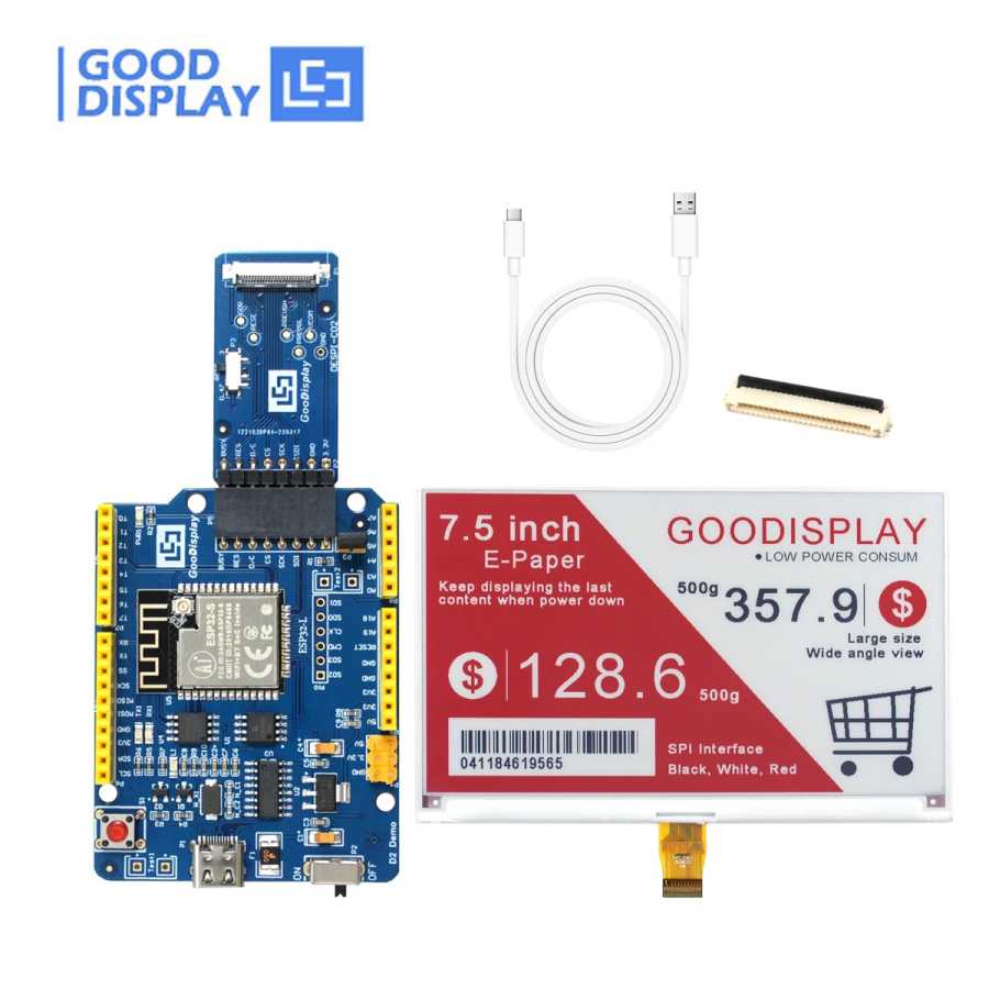7,5-дюймовый E-Ink дисплей с модулем ESP32, GDEY075Z08 с демонстрационным комплектом ESP32 Серверы и промышленный компьютер