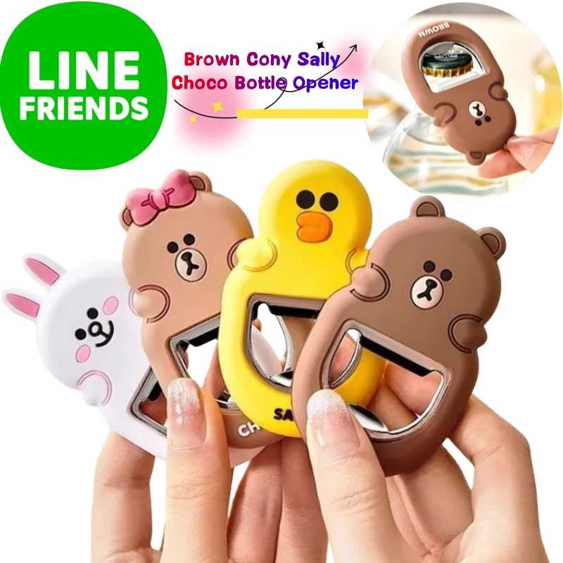 Линия друзья, коричневая открывалка для бутылок Cony Sally Choco, высокая цветовая кукла с героями мультфильмов, бытовая милая магнитная наклейка на холодильник Товары АСГ