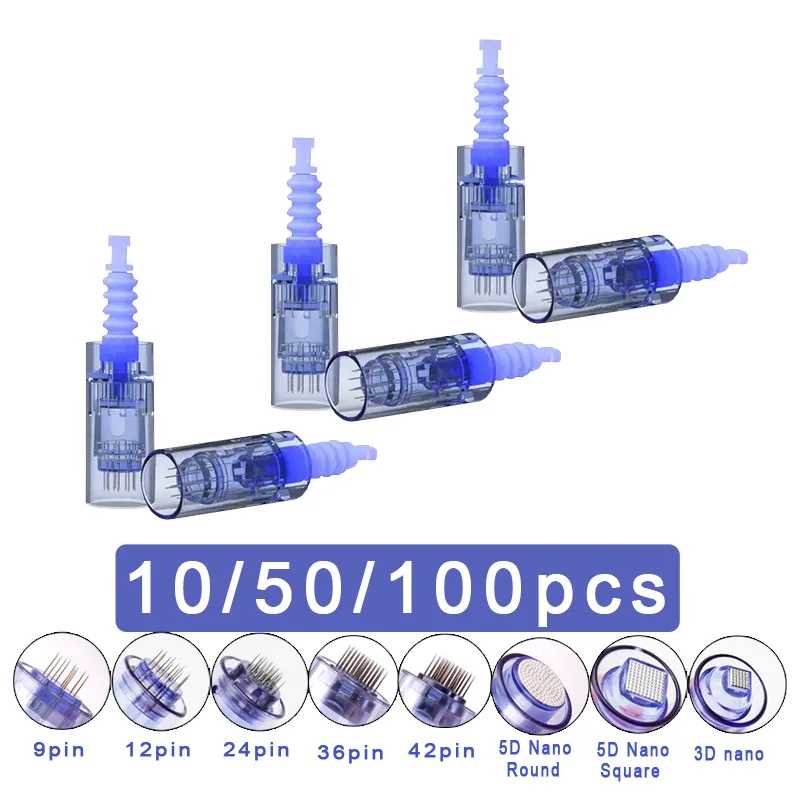 100/50/10 шт. игольчатые картриджи байонет для Ultima Dr pen A6 A1 M5 M7 N2 E30/Mym Сменные иглы 9 12 24 36 42 Pin круглые нано Косметологическое оборудование