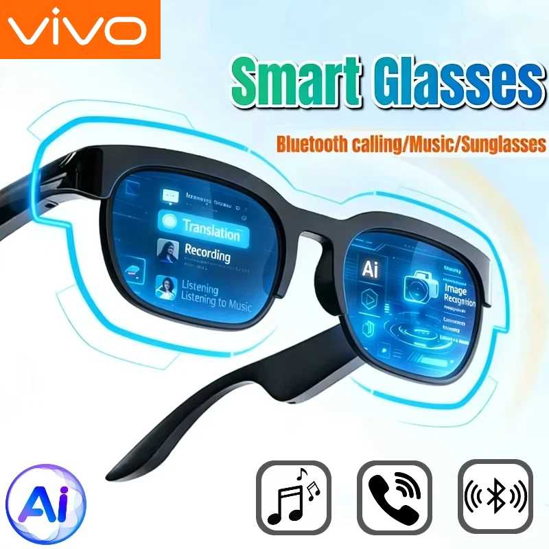 Умные очки VIVO 2026: Новинка с ИИ-переводом, Bluetooth-связью, записью разговоров и прослушиванием музыки. Смарт-очки для мужчин и женщин. Умная электроника