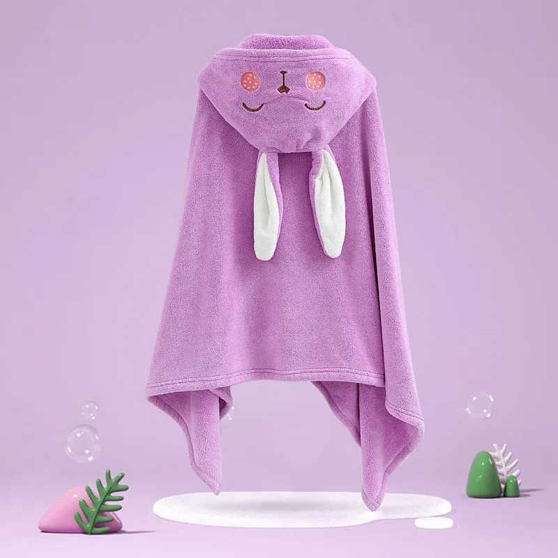 Утепленное мягкое банное полотенце для новорожденных, коралловая бархатная накидка, стильный плащ, детский впитывающий халат с капюшоном, детское многоцелевое одеяло Уход за ребенком