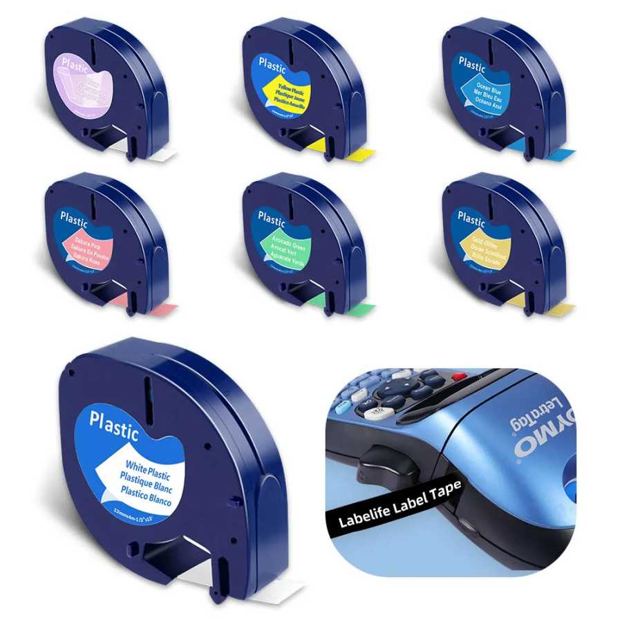 Совместимая пластиковая лента Dymo Letra Tag 91200 91331, 12 мм*4 м, черная на белом, LT 91331 12267 LT 91201 12267 для LT-100H LT-100 Оргтехника