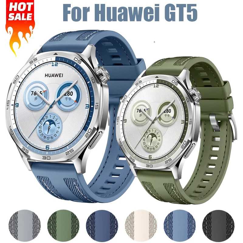 22mm Silicone Band for Huawei Watch GT5 Pro 46mm Sport Woven Strap GT3 GT2e Nylon Band correa huawei watch GT4 official-website Аксессуары для часов