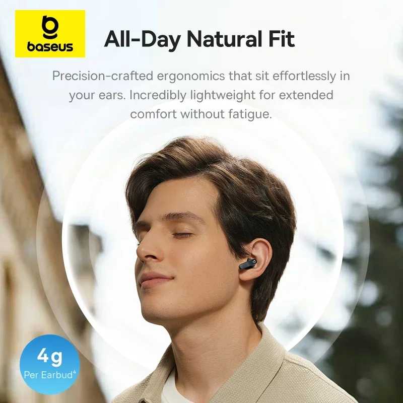 Фотография №4 товара Baseus Bass BS1 NC Полуоткрытые беспроводные наушники Bluetooth 6.0 Адаптивные