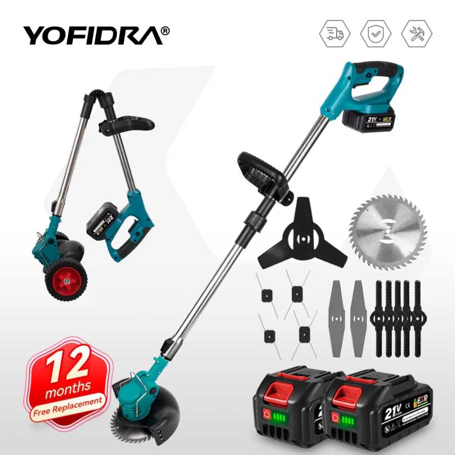 Аккумуляторный триммер для газона YOFIDRA, электрическая газонокосилка, длина лезвия 100-135 см, совместим с аккумулятором Makita 21V. Садовые инструменты